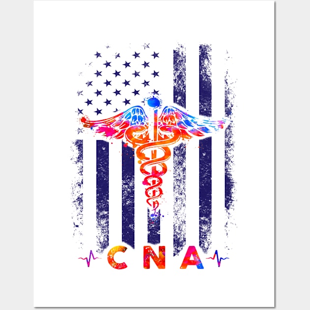Proud Cna American Flag Christmas Wall Art by BoongMie